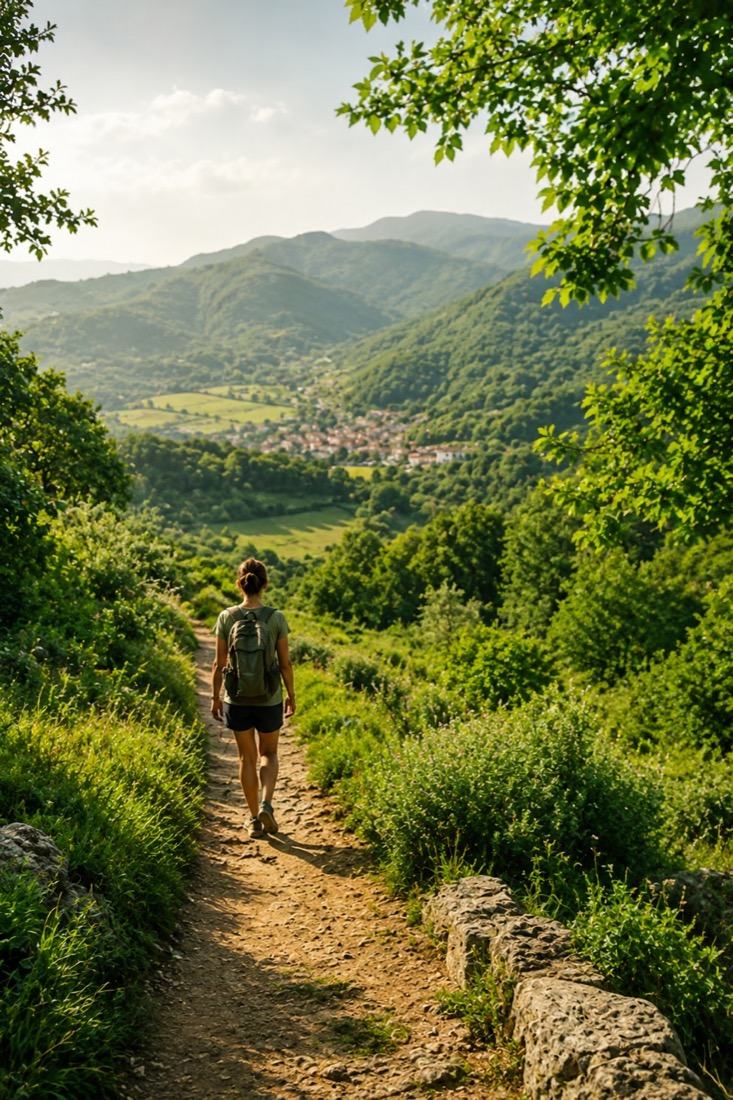 Camino de senderismo entre naturaleza